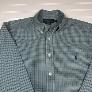 Ralph Lauren Blake Long Sleeve Button Up Men's Medium Green Blue Check GUC
